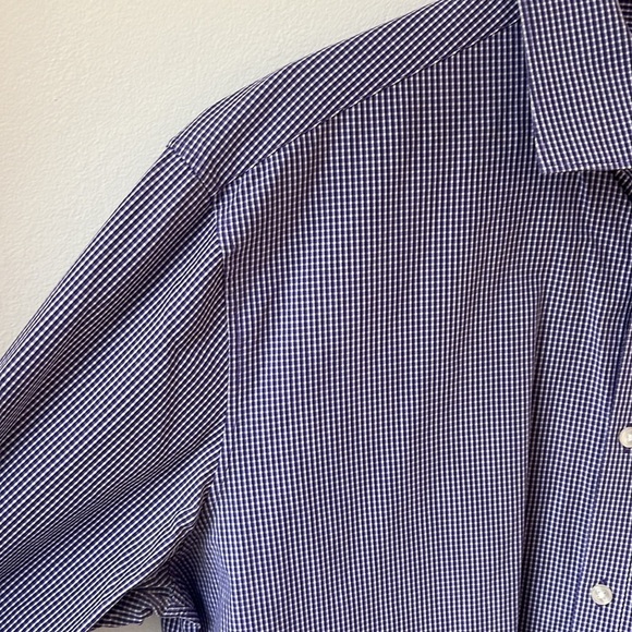 John Varvatos Men’s Gingham Check Button Up Dresss Shirt Size 17 34/35 - Picture 7 of 10